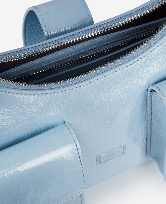 The Kooples FEMME LIGHT BLUE sac amelia en cuir bleu clair
