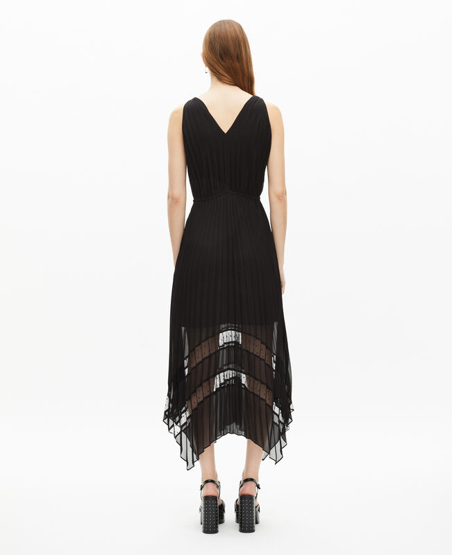 The Kooples FEMME BLACK robe longue plissée noire