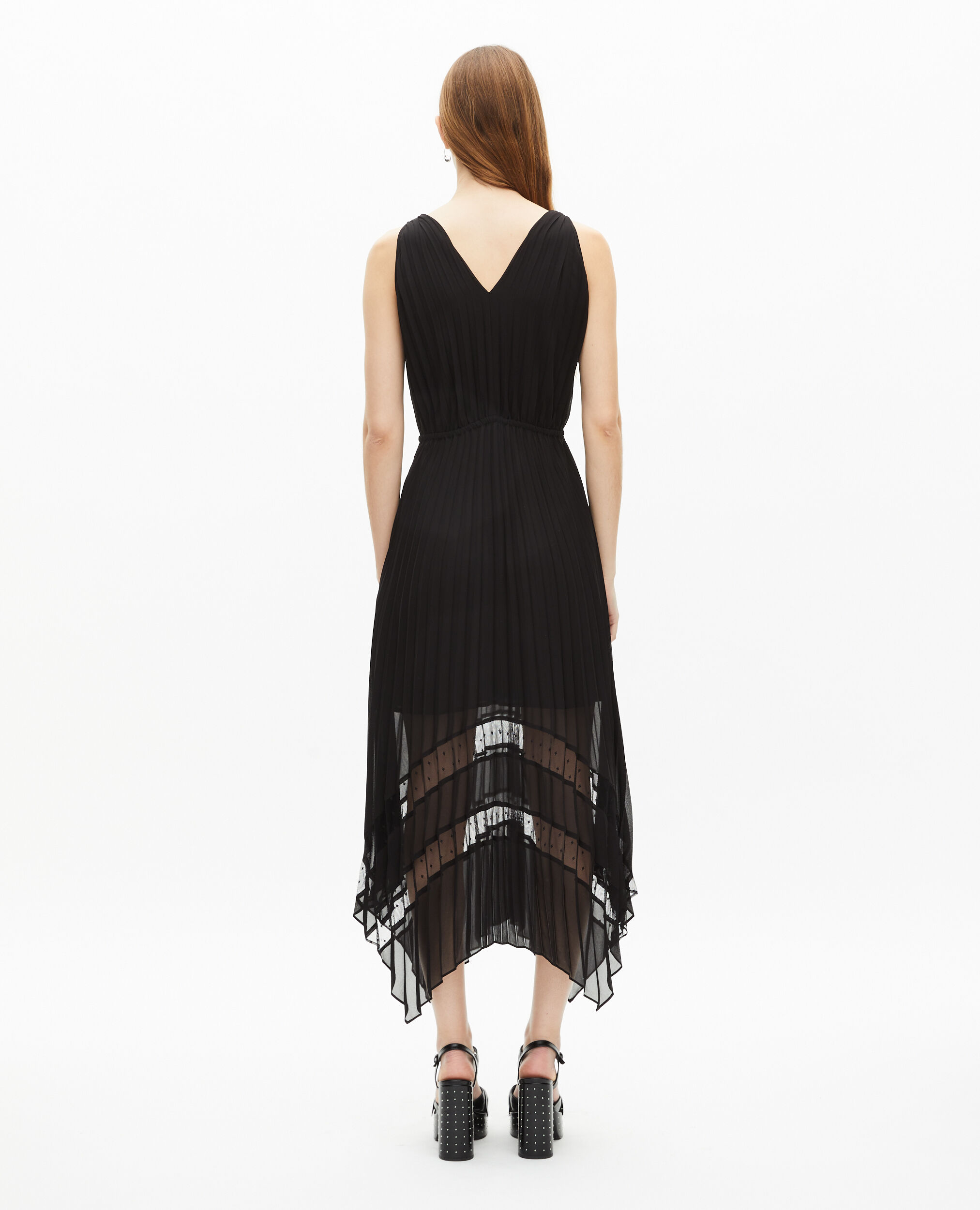 Robe longue plissée noire, BLACK, hi-res image number null