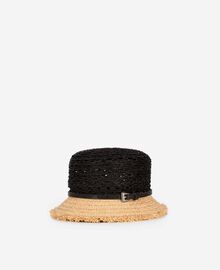 The Kooples FEMME BLACK - CREAM bob en raphia noir et beige