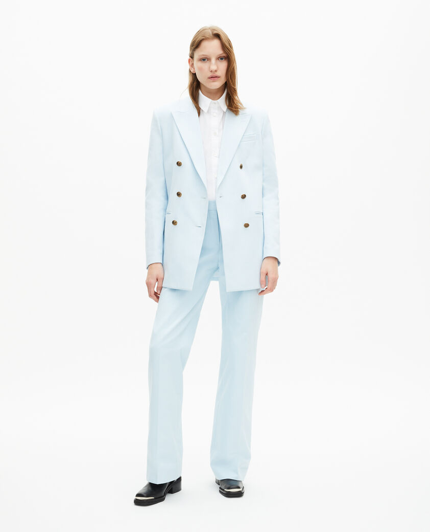 The Kooples DAMEN LIGHT BLUE blaue, maßgeschneiderte jacke aus baumwolle