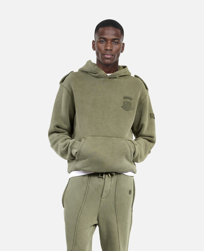 The Kooples HOMME KAKI sweatshirt à capuche avec patchs kaki