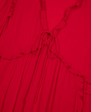 The Kooples WOMEN RED / BURGUNDY short dress with red ruffles