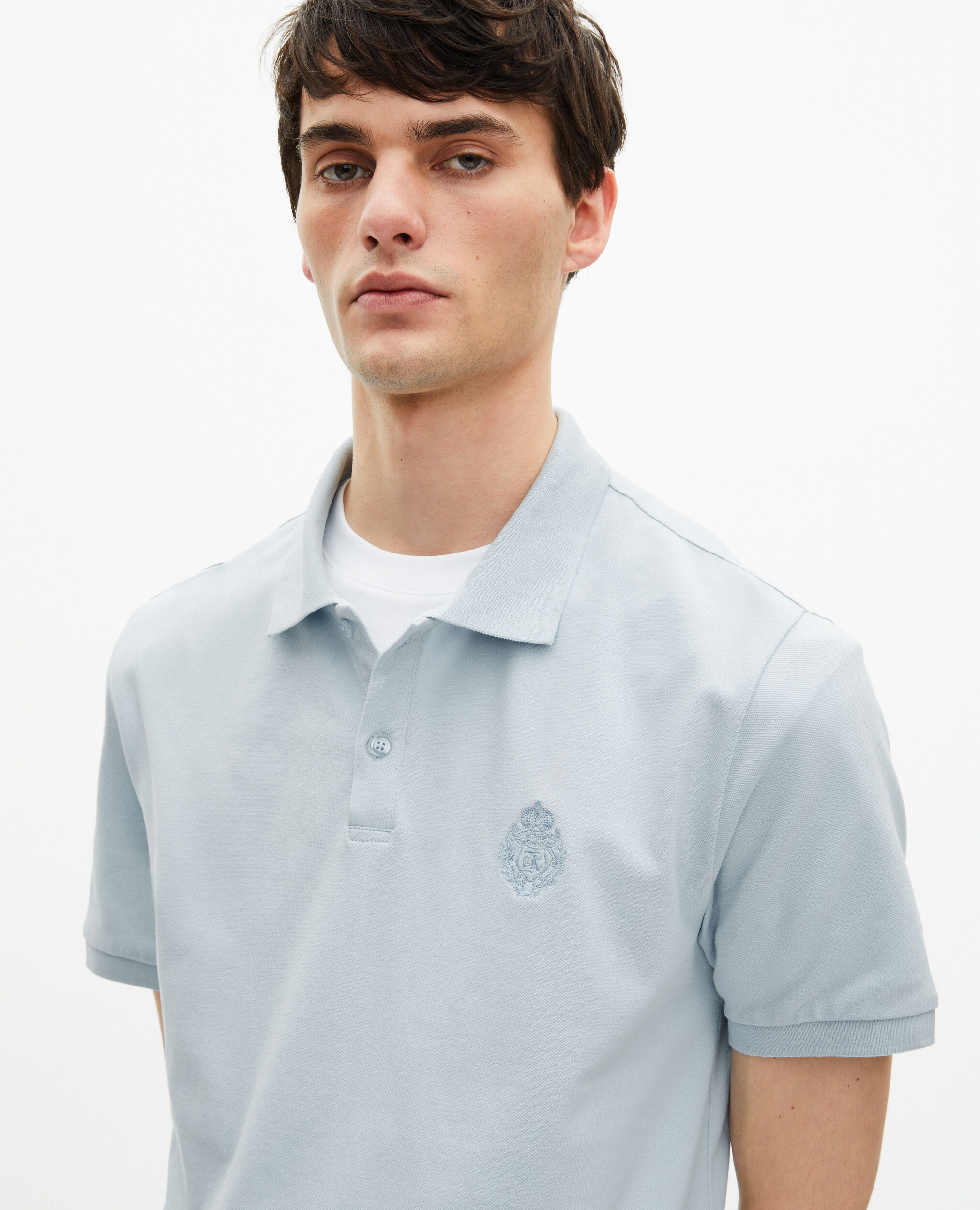 Polo en piqué col classique bleu clair, BABY BLUE, hi-res image number null