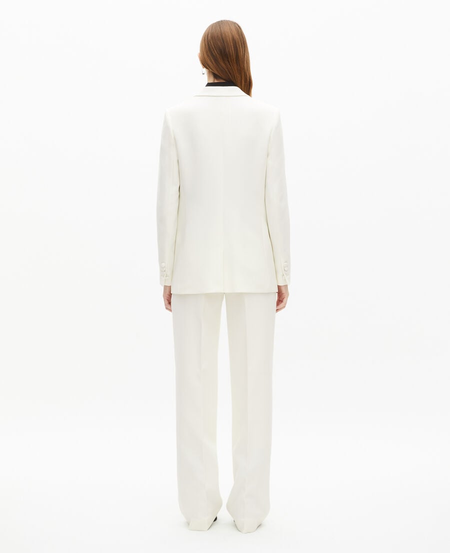 The Kooples FEMME ECRU veste tailleur en crêpe coupe droite écrue 