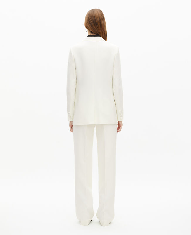 The Kooples FEMME ECRU veste tailleur en crêpe coupe droite écrue 