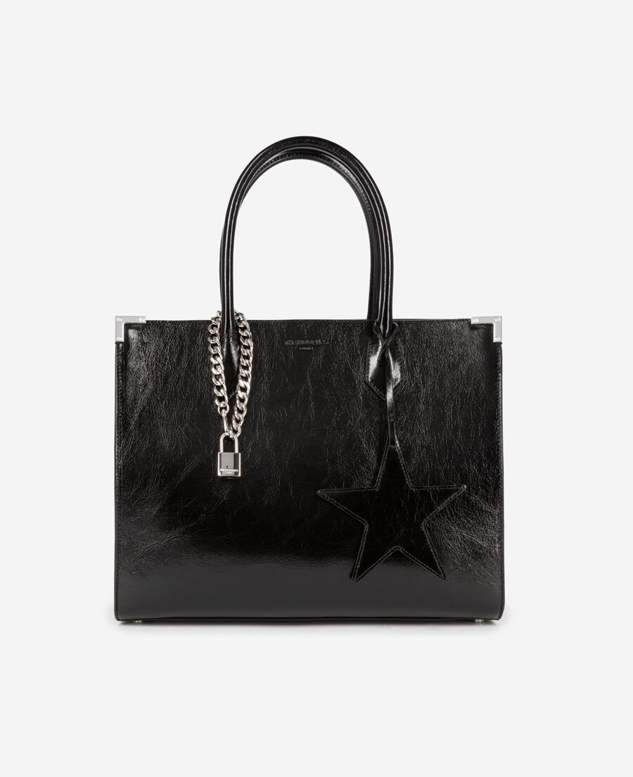 The Kooples FEMME BLACK sac cabas ming en cuir noir