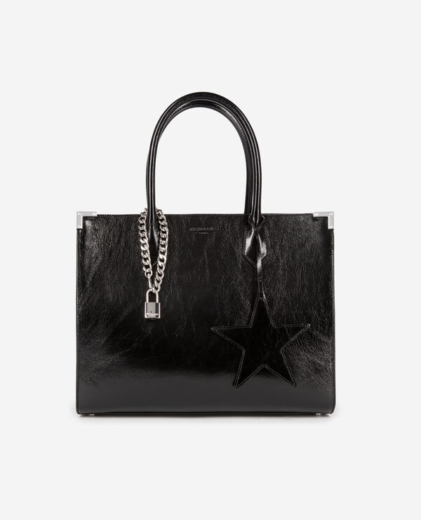 The Kooples FEMME BLACK sac cabas ming en cuir noir