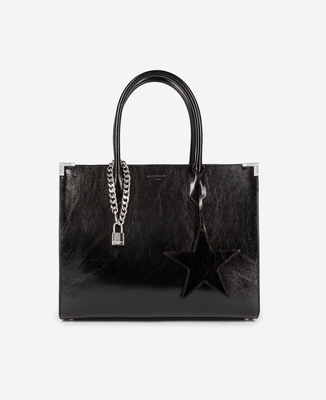 The Kooples FEMME BLACK sac cabas ming en cuir noir