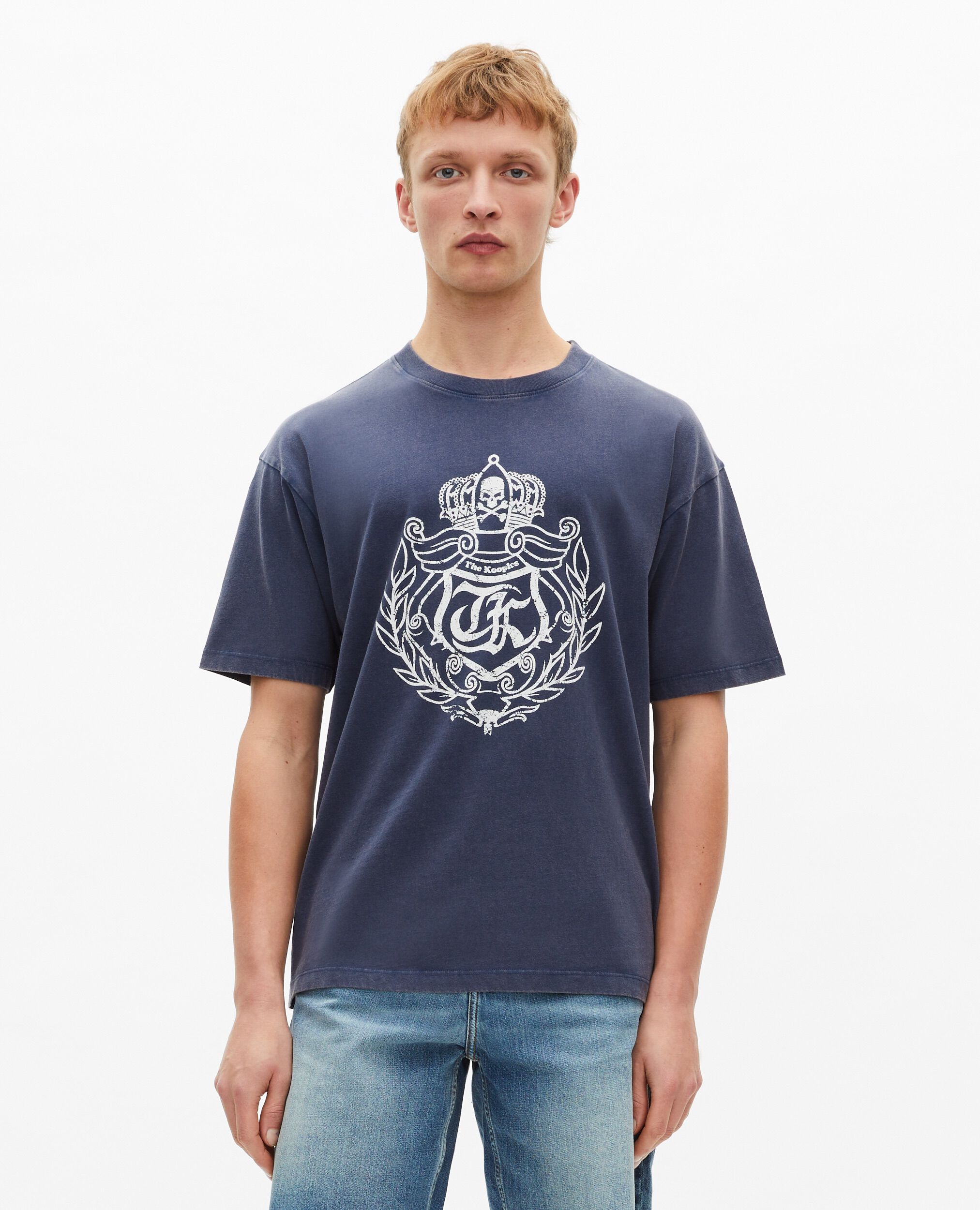 T-shirt avec sérigraphie blason marine, DARK NAVY, hi-res image number null