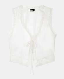 The Kooples FEMME ECRU top sans manches avec dentelle écru