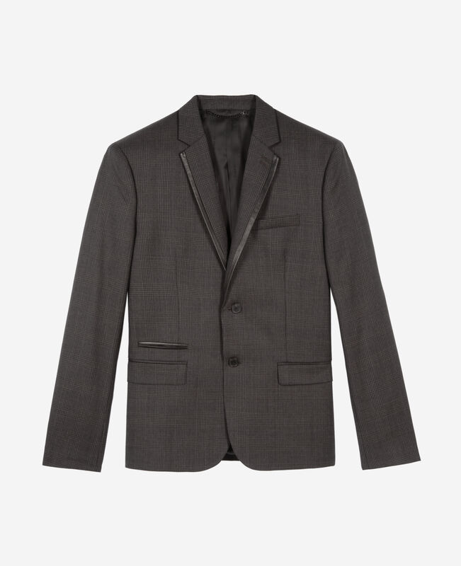 The Kooples HOMME DARK GREY veste de costume en laine prince de galles grise