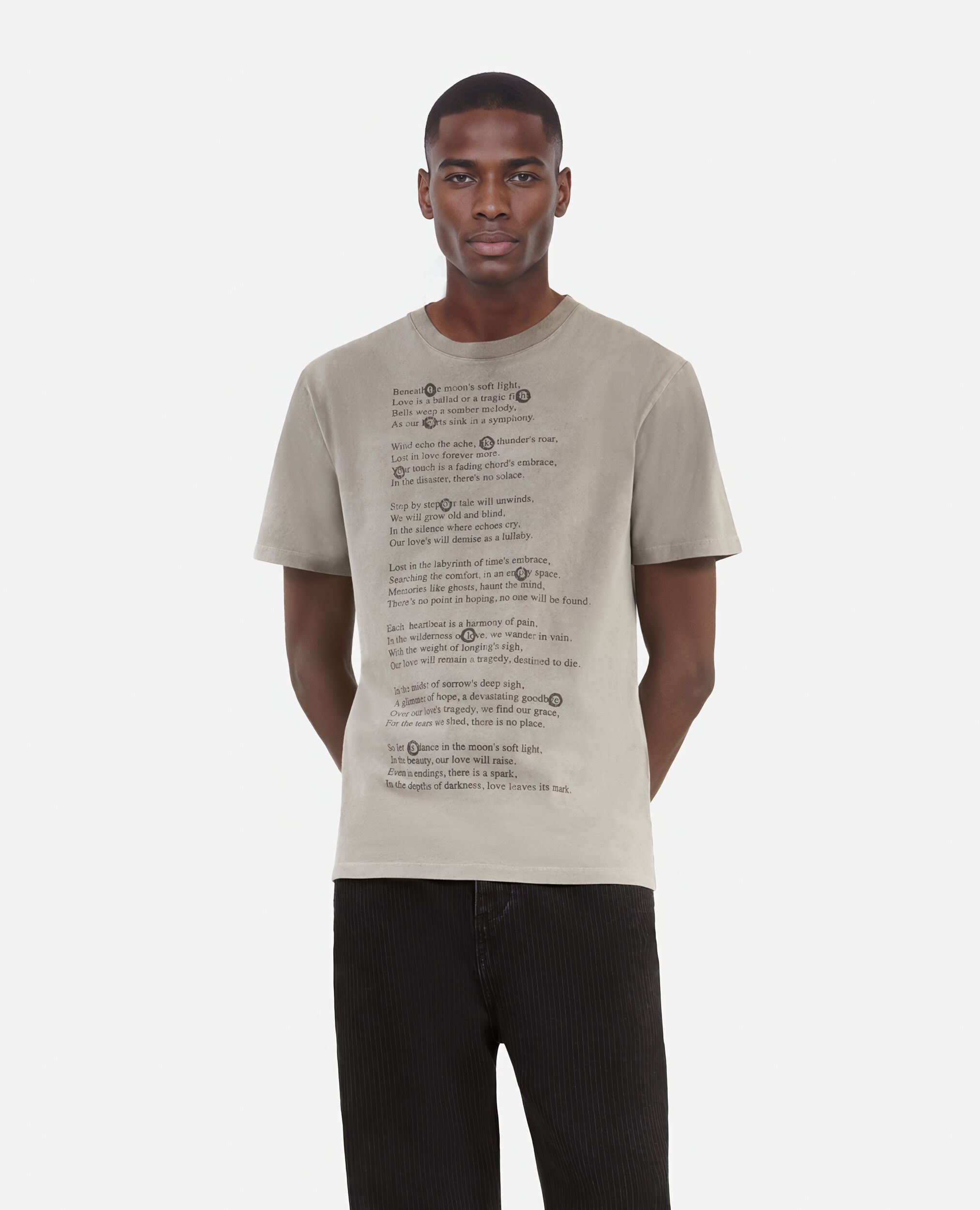 T-shirt avec sérigraphie gris, GREY MELANGE, hi-res image number null