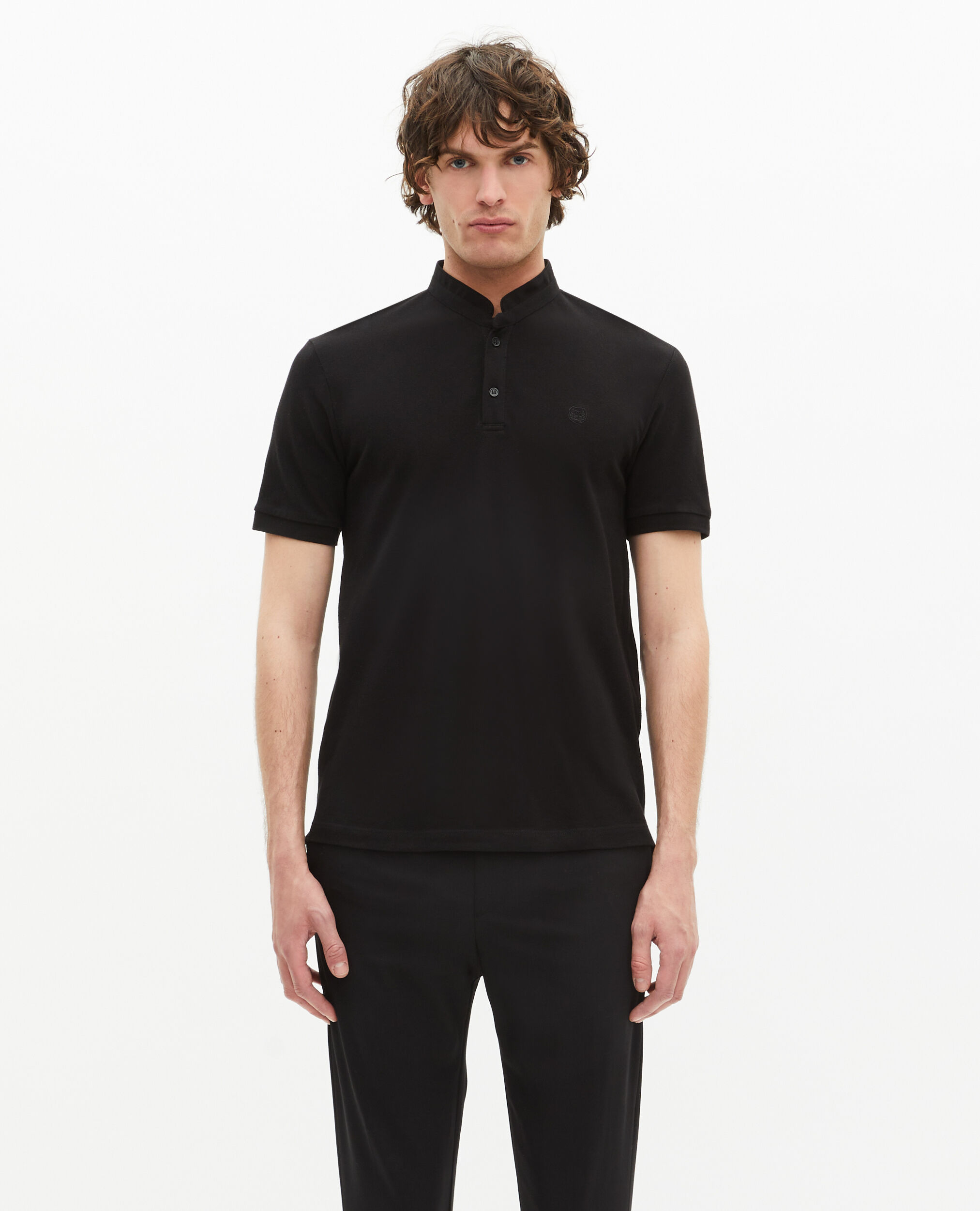 Polo en coton piqué noir, BLACK, hi-res image number null