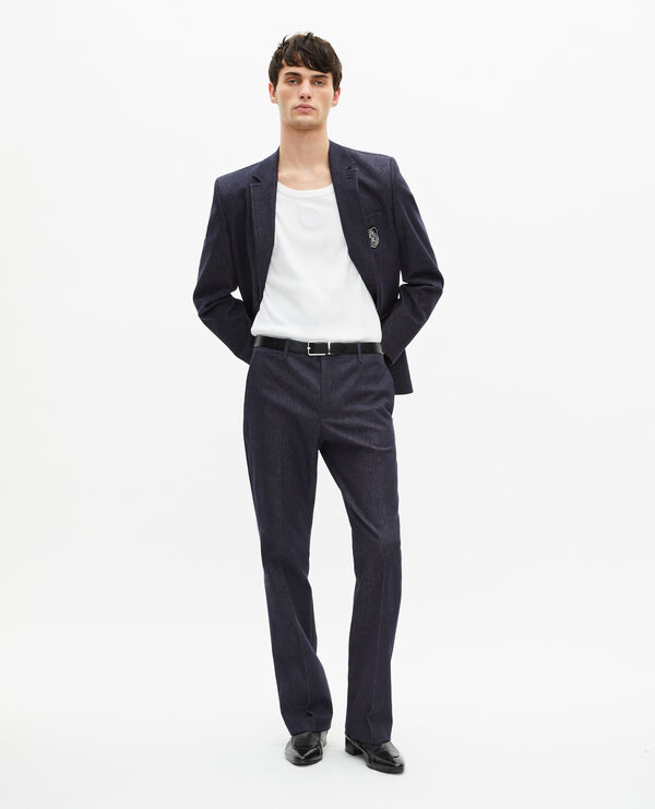 The Kooples HOMME NAVY veste de costume effet denim bleue