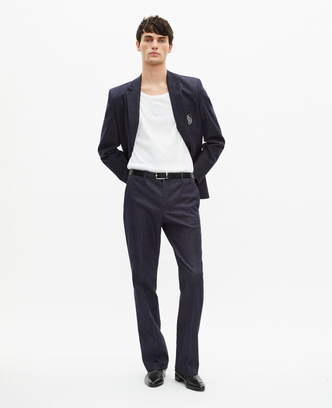 The Kooples HOMME NAVY veste de costume effet denim bleue