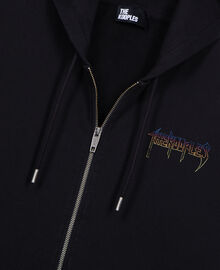 The Kooples HOMME BLACK WASHED sweatshirt à capuche et sérigraphie zippé noir