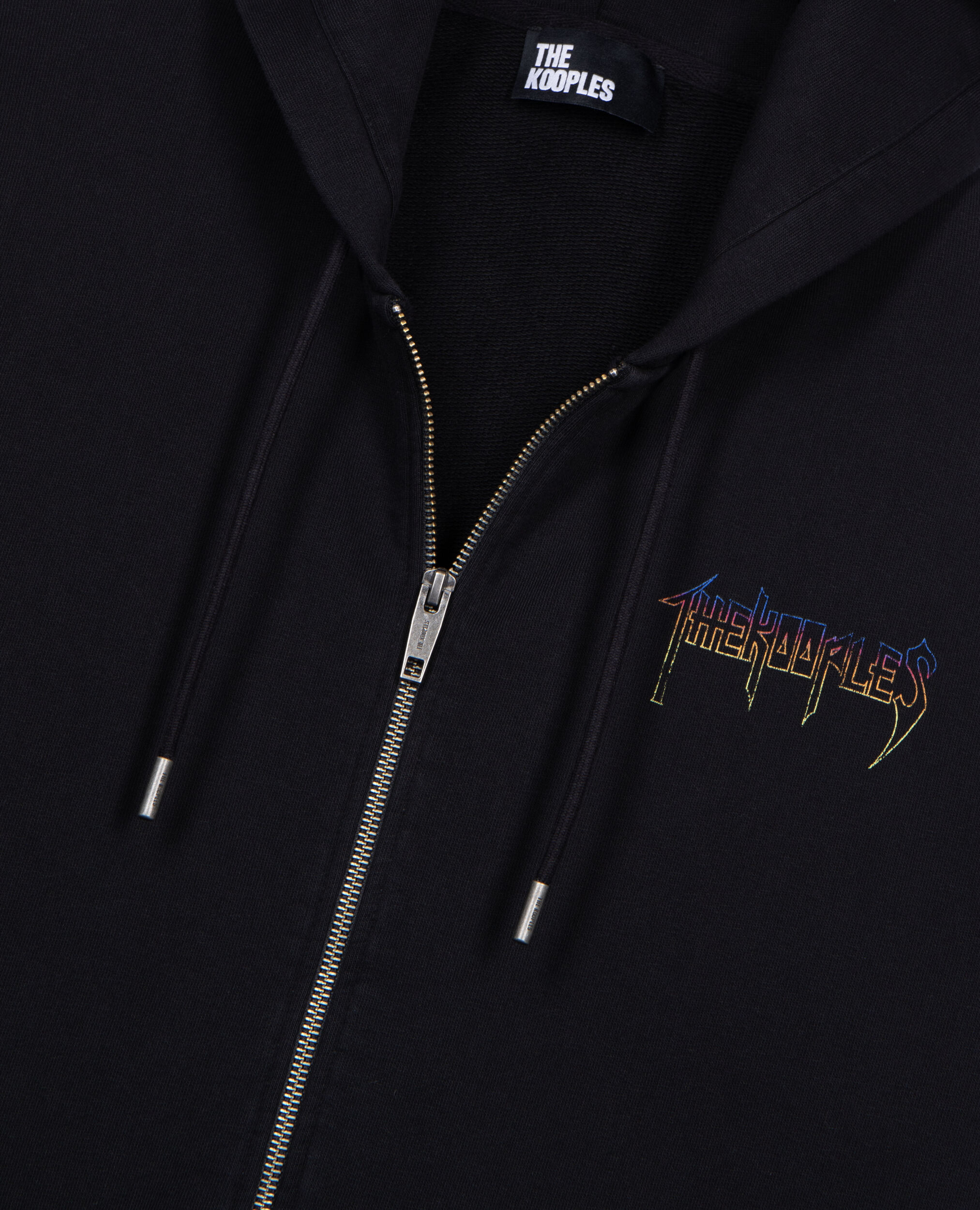 Sweatshirt à capuche et sérigraphie zippé noir, BLACK WASHED, hi-res image number null