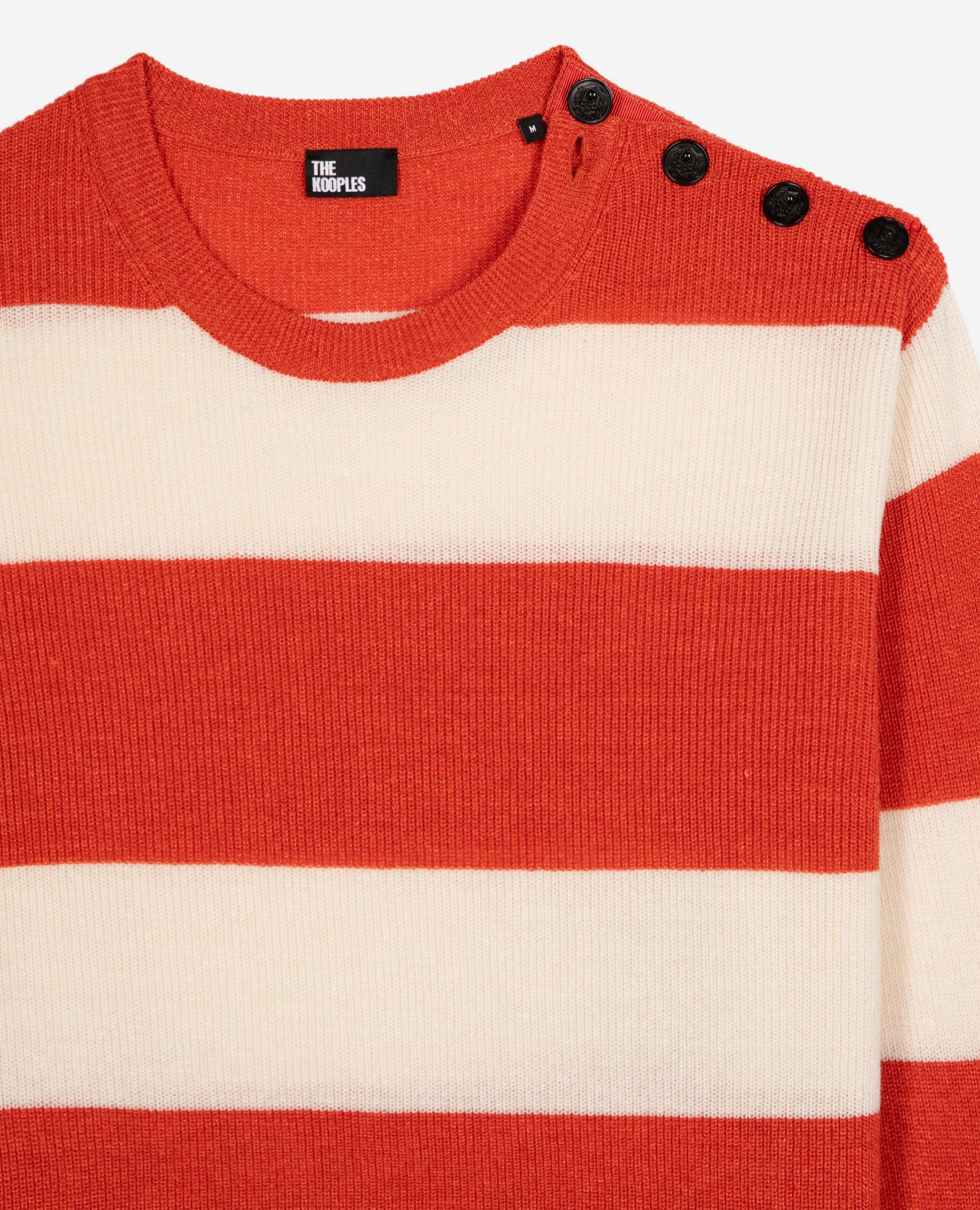 Pull en laine et lin à rayures orange, ORANGE ECRU, hi-res image number null