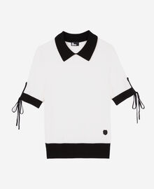 The Kooples FEMME BLACK-ECRU pull manches courtes en laine écru