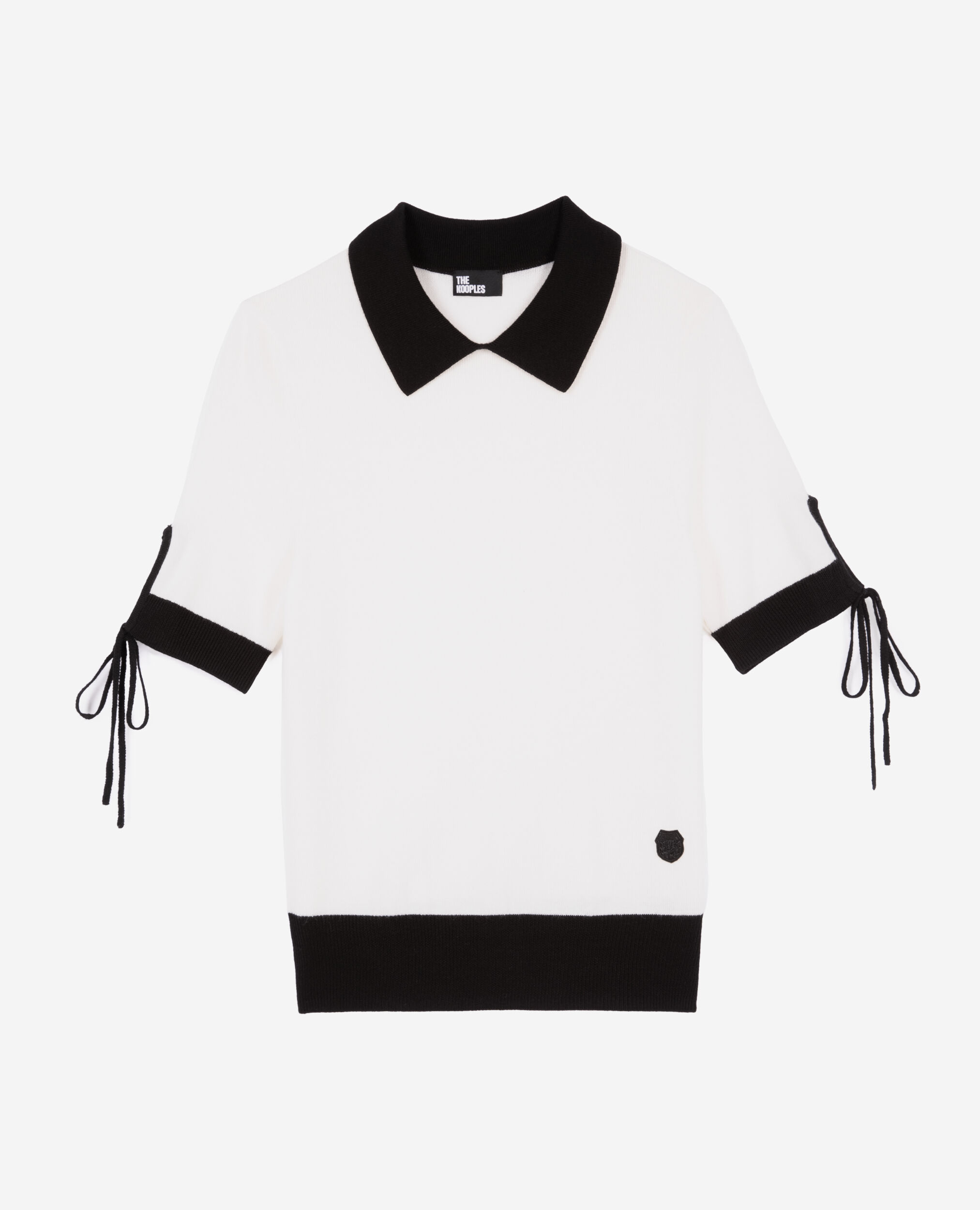 Pull manches courtes en laine écru, BLACK-ECRU, hi-res image number null