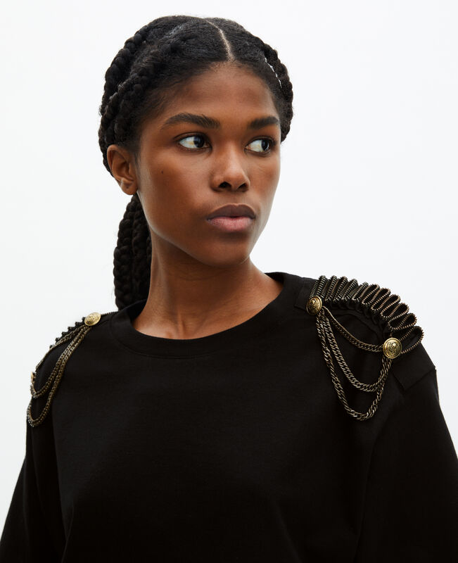 The Kooples FEMME BLACK WASHED robe courte avec chaînes noire