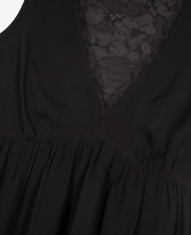The Kooples FEMME BLACK robe longue avec dentelle noire