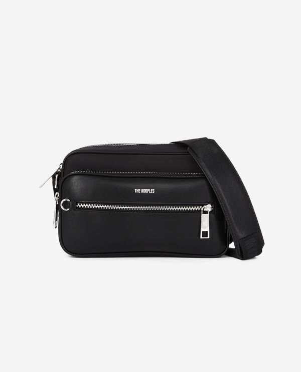 The Kooples HOMME BLACK sac messenger medium en cuir noir