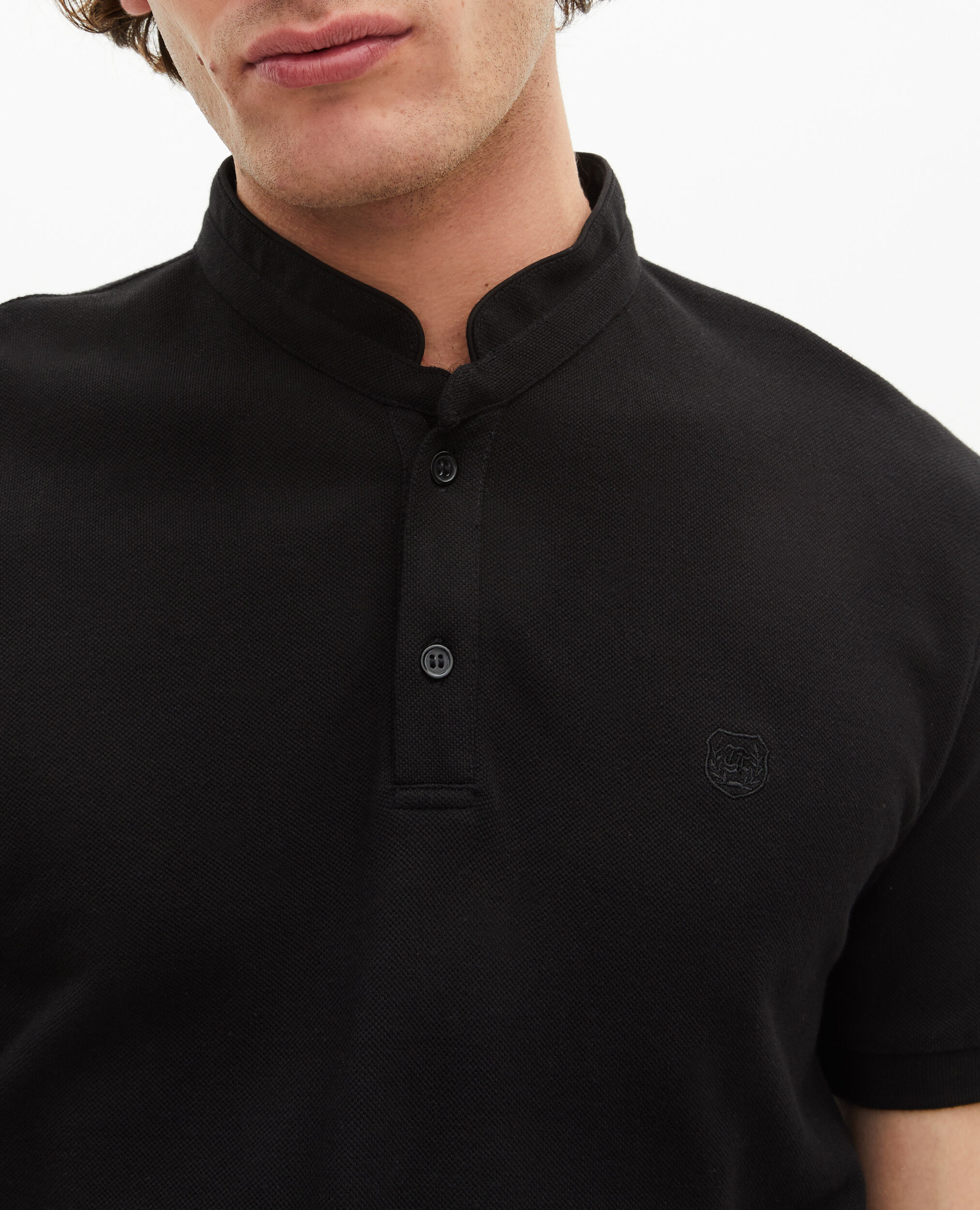 Polo en coton piqué noir, BLACK, hi-res image number null