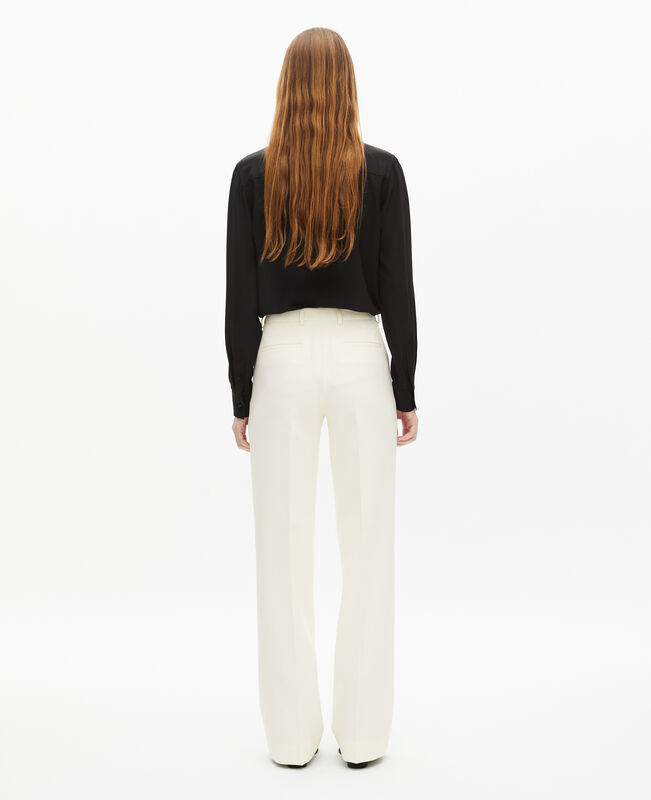 The Kooples FEMME ECRU pantalon tailleur en crêpe coupe droite écru