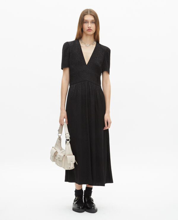 The Kooples FEMME BLACK robe longue en jacquard noire