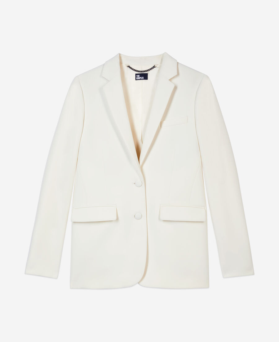 The Kooples FEMME ECRU veste tailleur en crêpe coupe droite écrue 