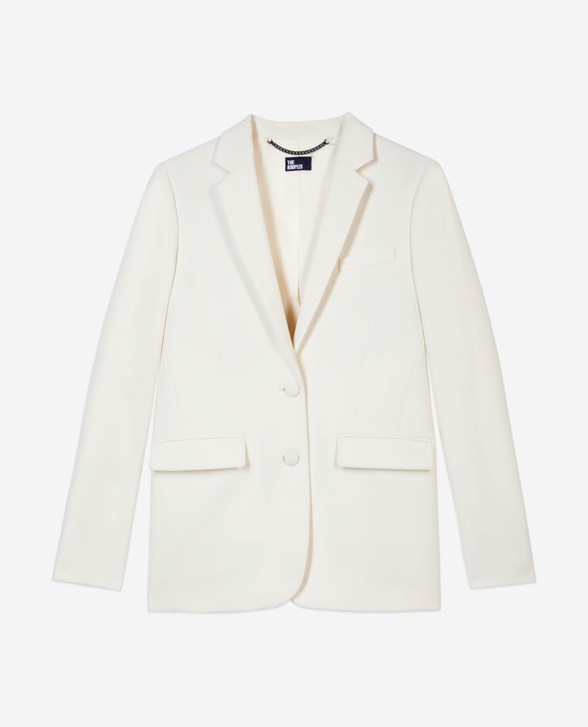 Veste tailleur en crêpe coupe droite écrue , ECRU, hi-res image number null