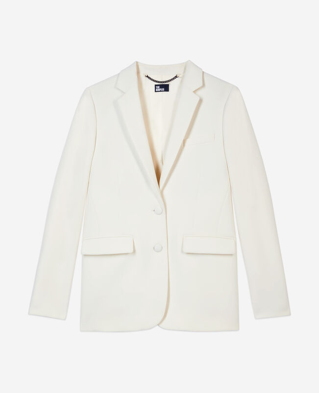 The Kooples FEMME ECRU veste tailleur en crêpe coupe droite écrue 