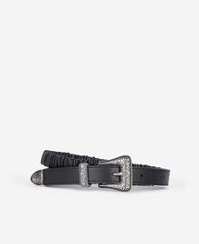 The Kooples FEMME BLACK ceinture fine en cuir froncé noir