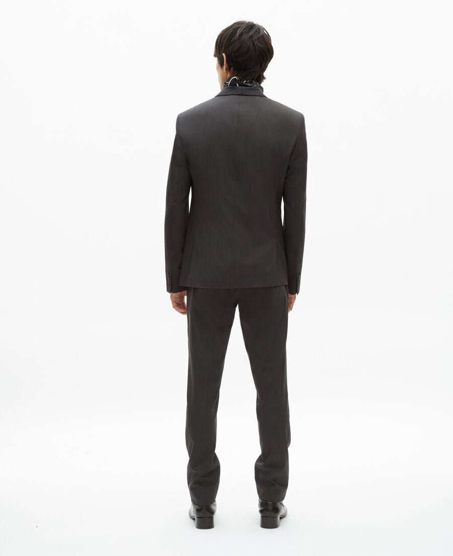 The Kooples MEN BLACK GREY black micro check wool blend suit jacket
