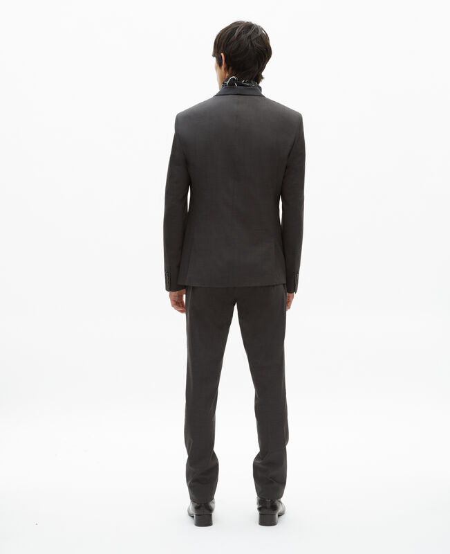 The Kooples HOMME BLACK GREY veste de costume en laine mélangée micro carreaux noire