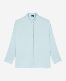 The Kooples FEMME BLUE/GREEN chemise ample en soie bleu clair