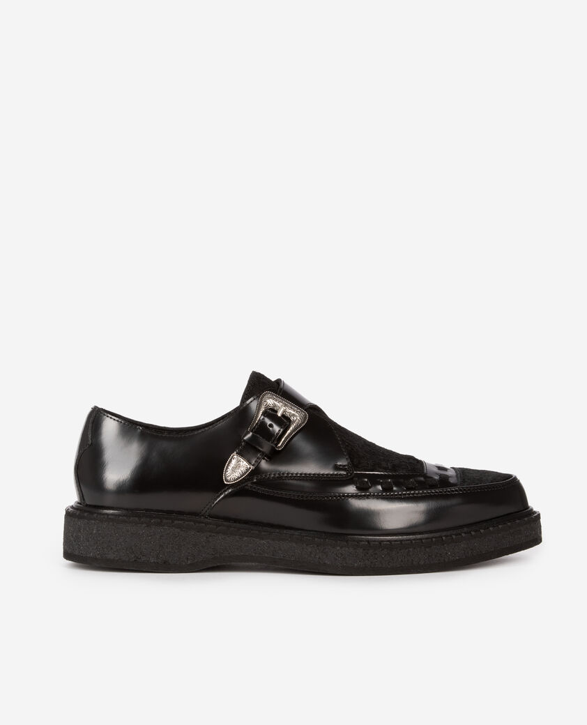 The Kooples DAMEN BLACK derbys aus leder und fohlen-effekt schwarz