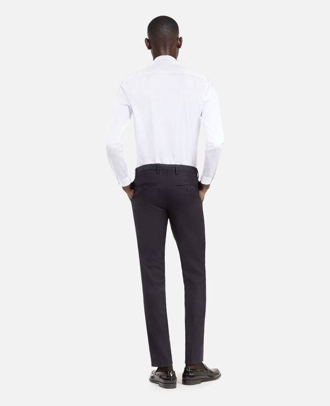 The Kooples HOMME DARK NAVY pantalon de costume en laine à ceinture intégrée bleu coupe ajustée