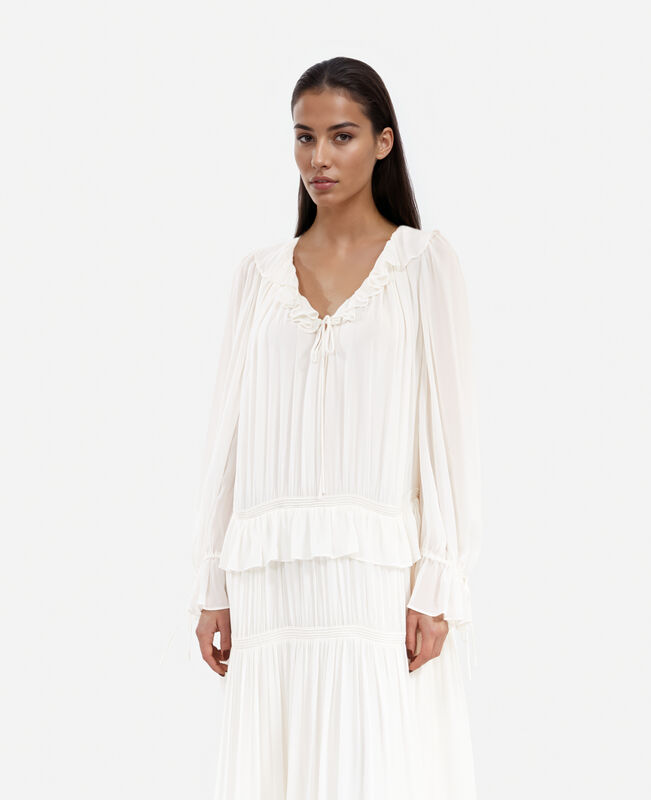 The Kooples FEMME ECRU robe col lavalière écrue