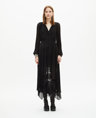 The Kooples WOMEN BLACK long black pleated dress