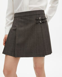 The Kooples FEMME BROWN jupe courte prince de galles en laine marron