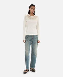 The Kooples FEMME WHITE t-shirt manches longues avec dentelle blanc