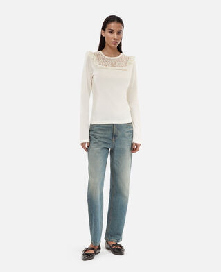 The Kooples WOMEN WHITE white long-sleeved lace t-shirt