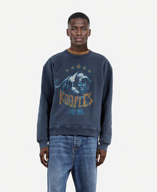 The Kooples HOMME WASHED NAVY sweatshirt avec sérigraphie logo bleu marine