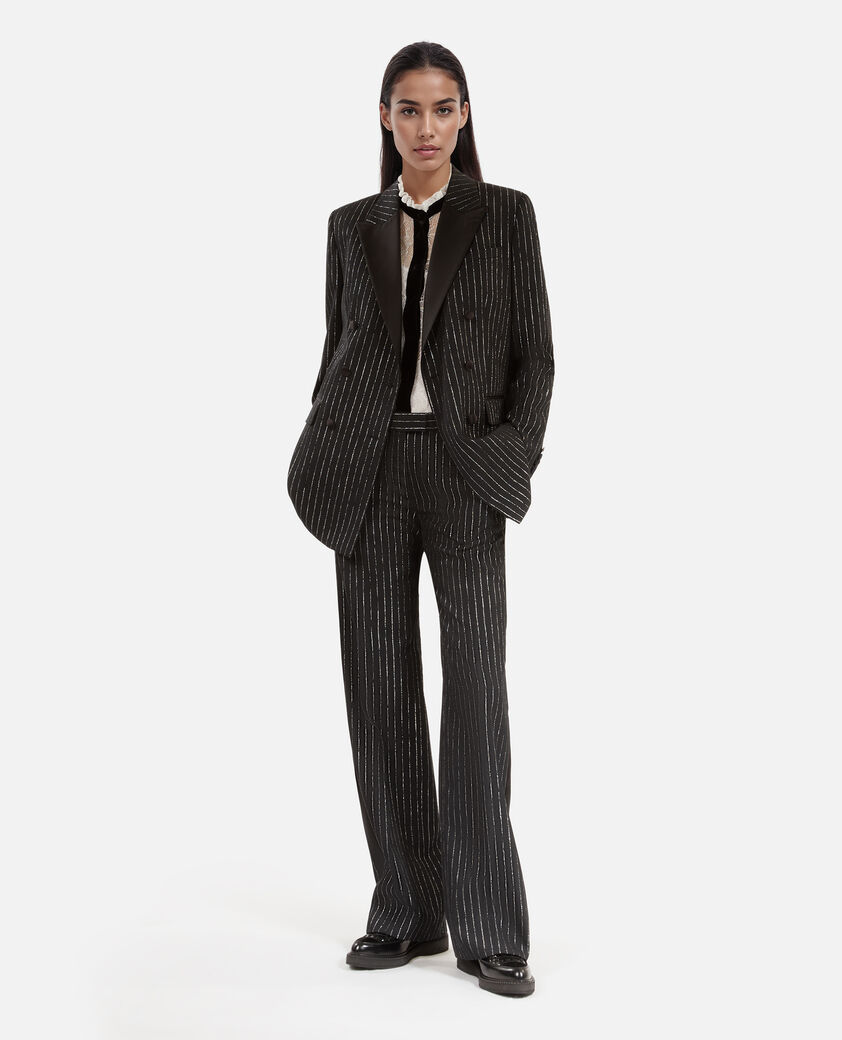 The Kooples MUJER BLACK pantalón recto de rayas negras