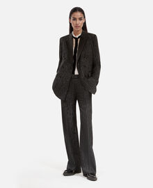The Kooples FEMME BLACK pantalon tailleur droit à rayures noir