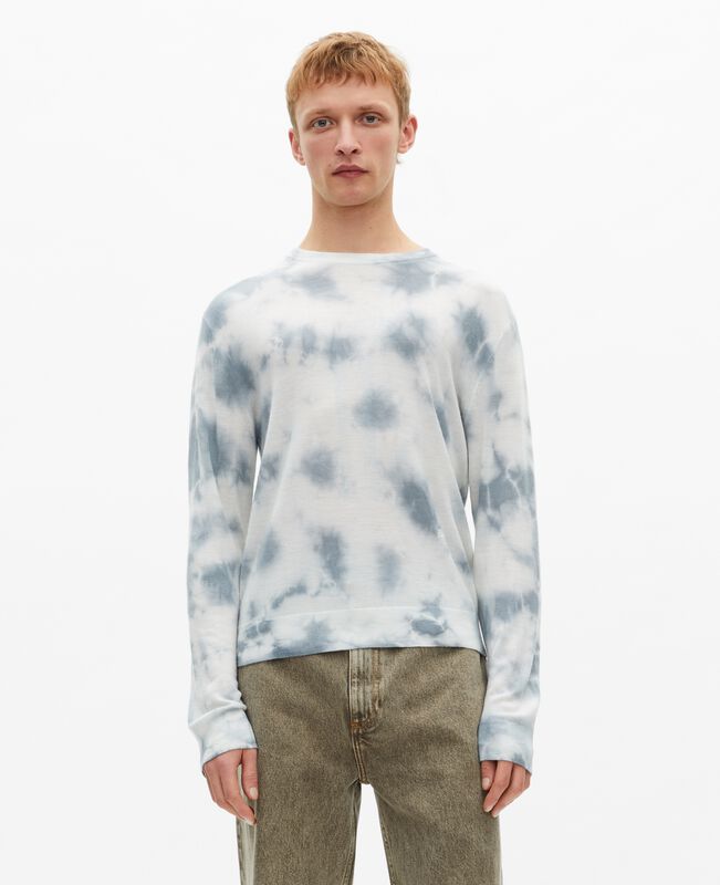 The Kooples HOMME LIGHT BLUE/WHITE pull en laine mérinos tie and dye bleu