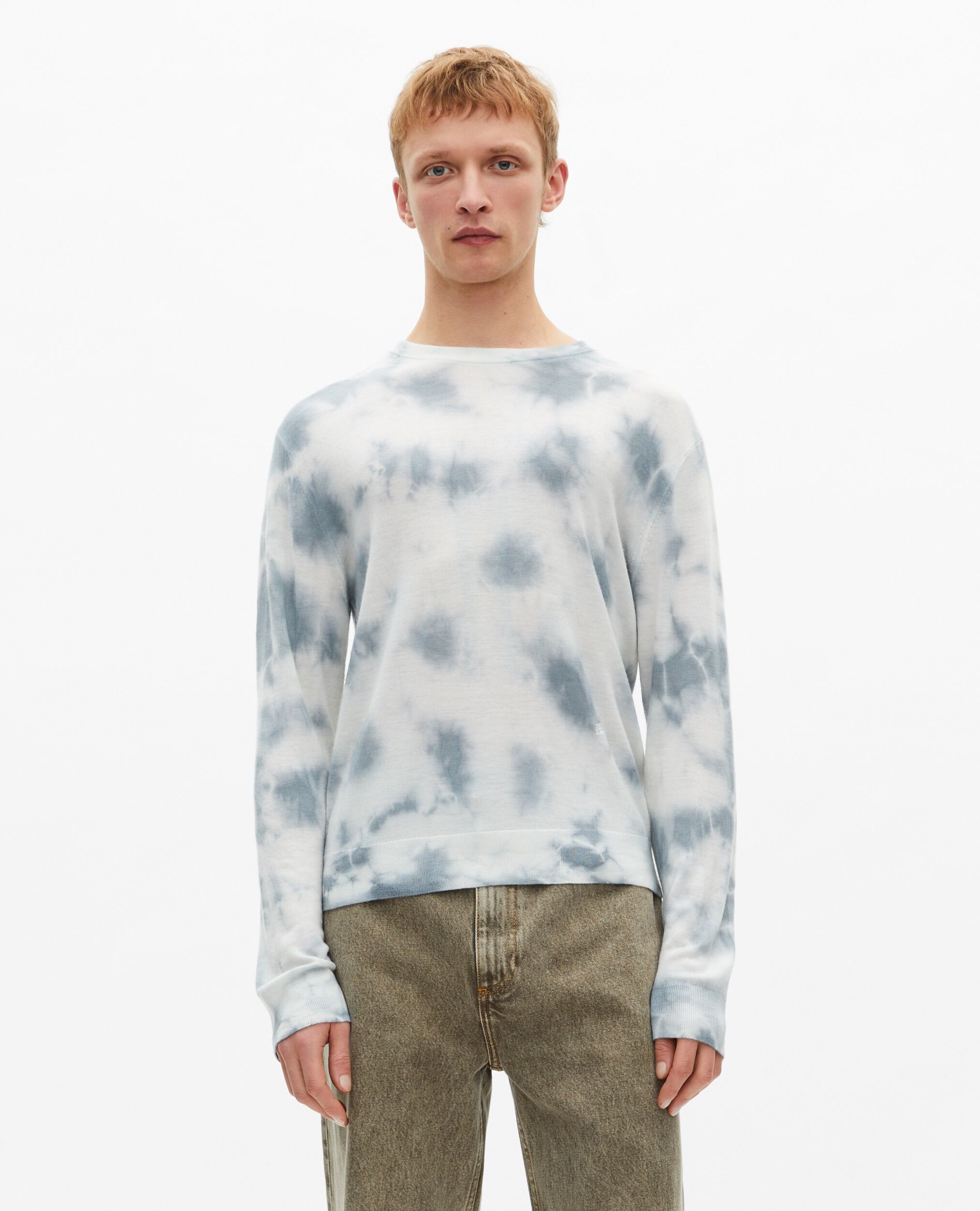 Pull en laine mérinos tie and dye bleu, LIGHT BLUE/WHITE, hi-res image number null